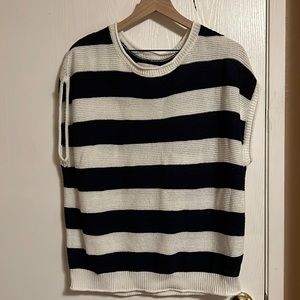 Crocheted muscle navy and white striped top
